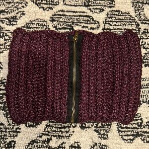 Cozy Knit Zippered Neck Warmer in Deep Purple